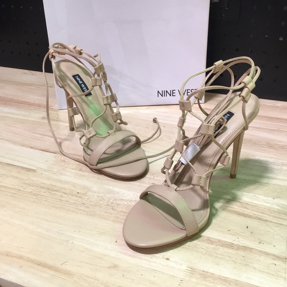 New WB Woman’s Nine West Women's Nude Strappy High Heel Sandals